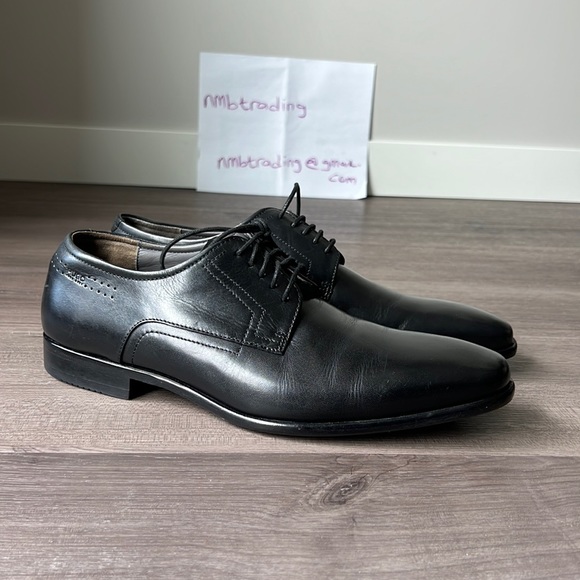 Hugo Boss orange label size 7.5M black leather lace up plain Oxford shoes